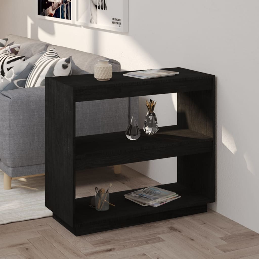 Kirjahylly musta 80x35x71 cm täysi mänty - Sisustajankoti.fi