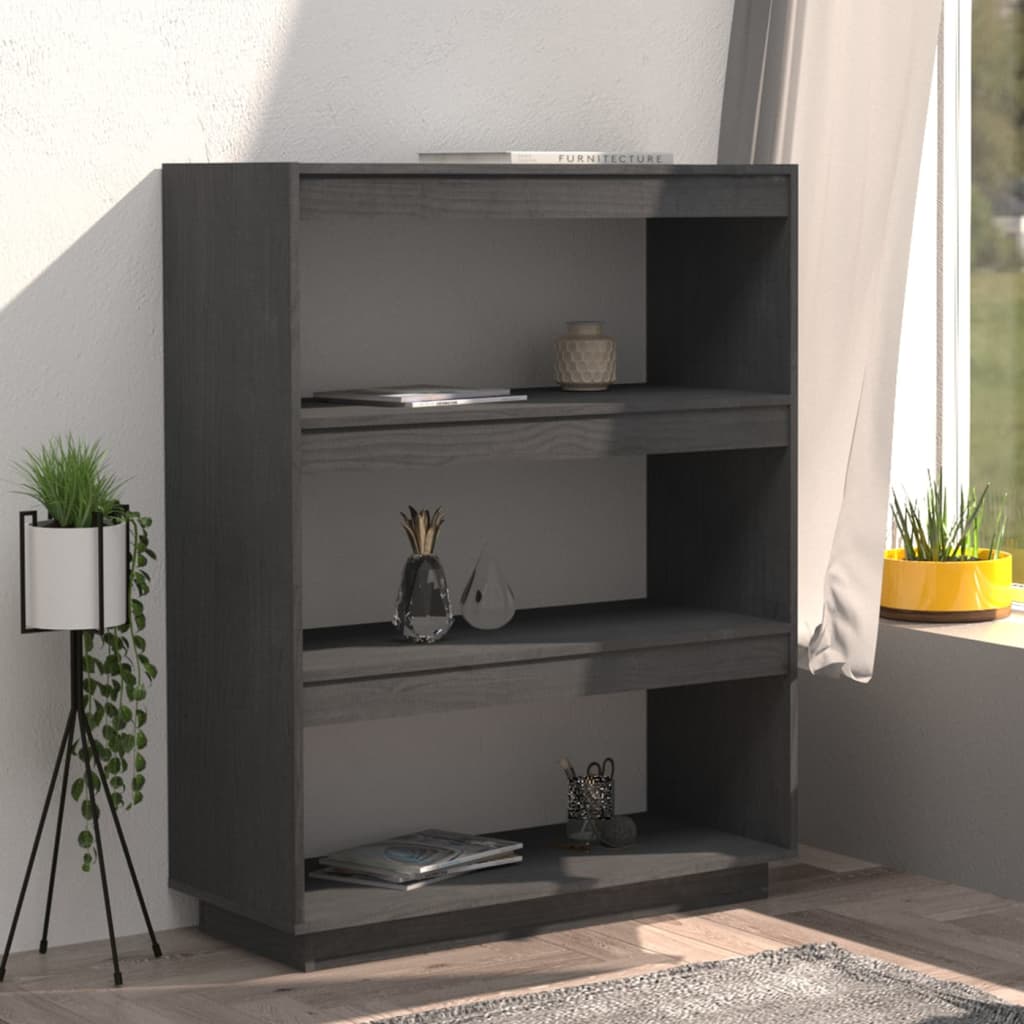 Kirjahylly/tilanjakaja harmaa 80x35x103 cm täysi mänty - Sisustajankoti.fi
