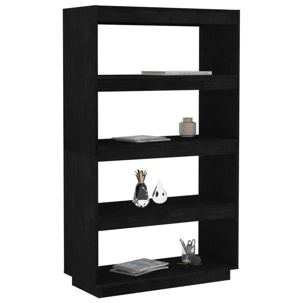 Kirjahylly/tilanjakaja musta 80x35x135 cm täysi mänty - Sisustajankoti.fi