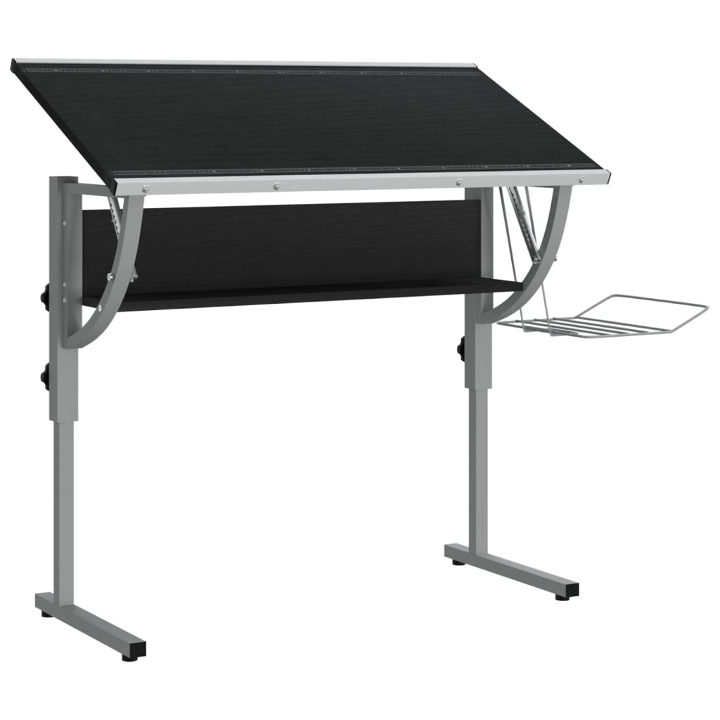 Askartelupöytä mustaharmaa 110x53x(58-87) cm tekninen puu/teräs - Sisustajankoti.fi