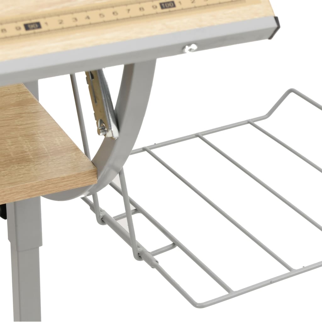 Askartelupöytä tammi/harmaa 110x53x(58-87)cm tekninen puu/teräs - Sisustajankoti.fi