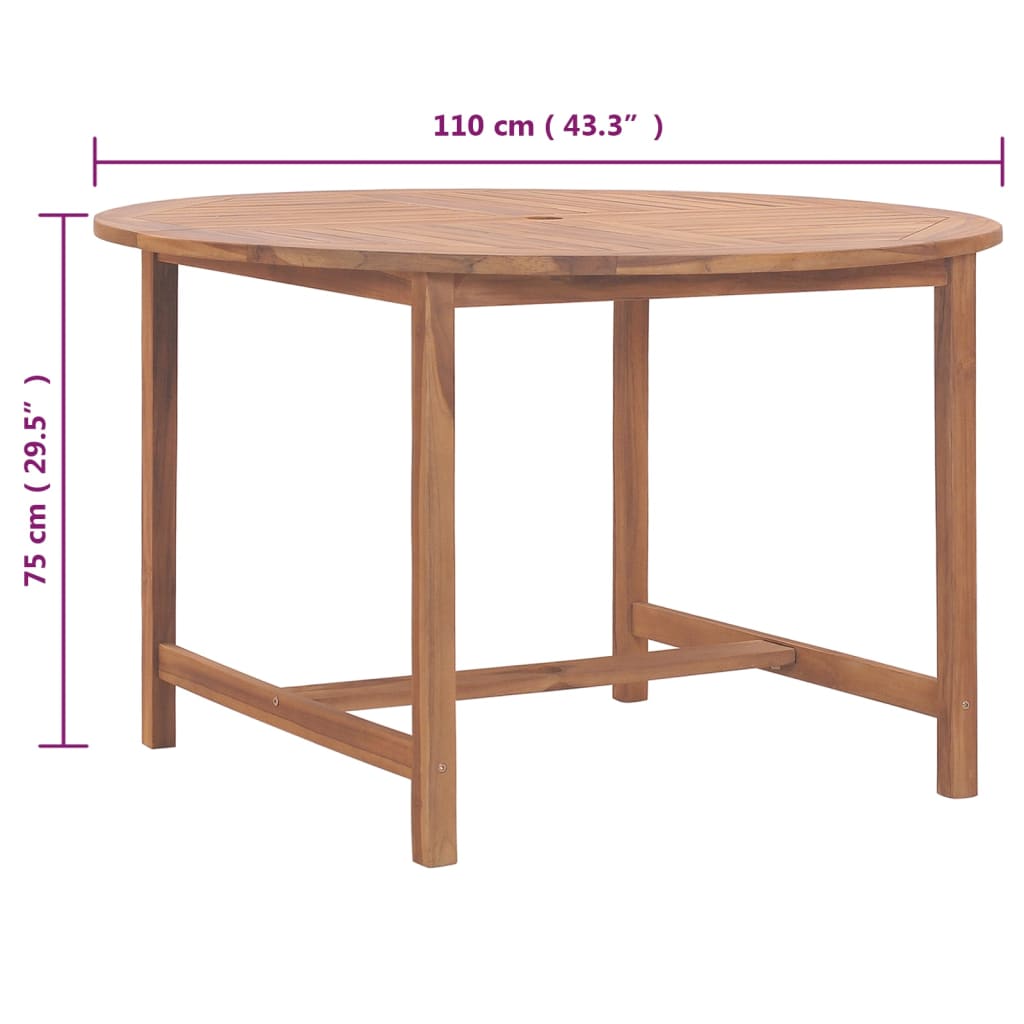 Puutarhan ruokapöytä Ø110x75 cm täysi tiikki - Sisustajankoti.fi