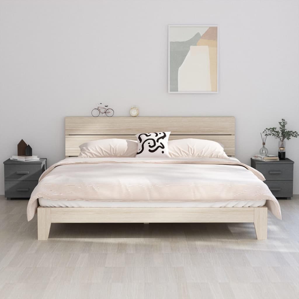 Yöpöydät 2 kpl tummanharmaa 40x35x44,5 cm täysi mänty - Sisustajankoti.fi