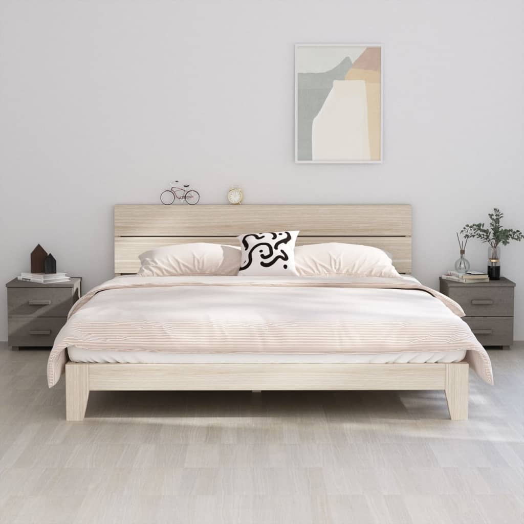 Yöpöydät 2 kpl vaaleanharmaa 40x35x44,5 cm täysi mänty - Sisustajankoti.fi