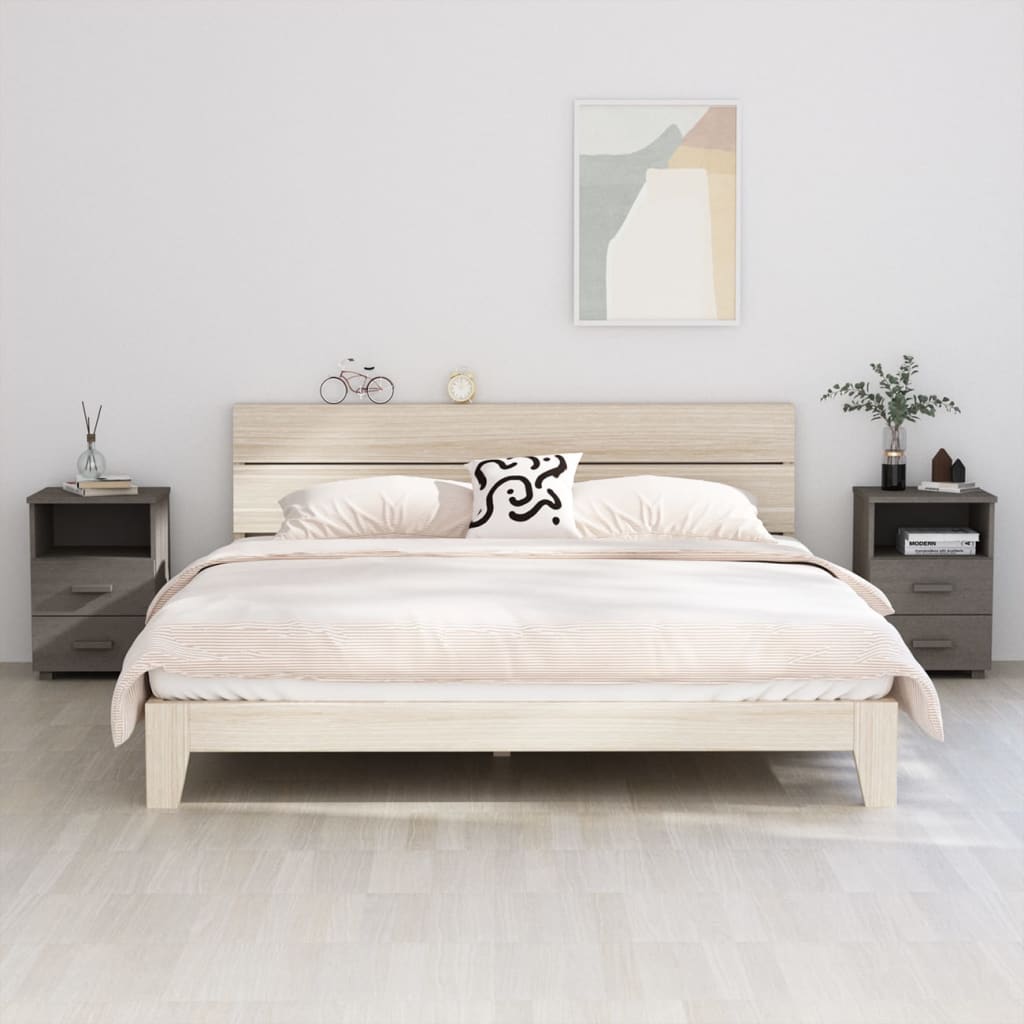 Yöpöydät 2 kpl vaaleanharmaa 40x35x62 täysi mänty - Sisustajankoti.fi