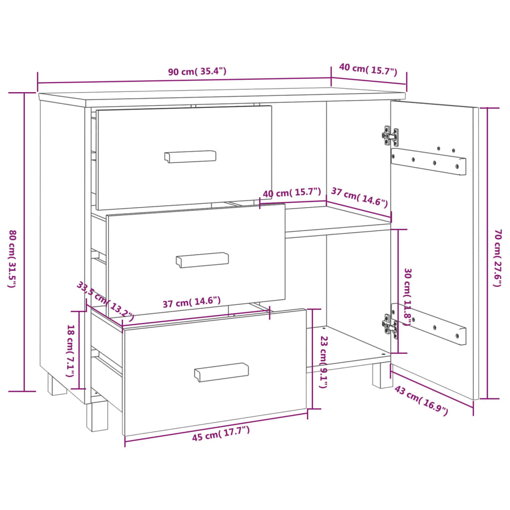 Senkki hunajanruskea 90x40x80 cm täysi mänty - Sisustajankoti.fi