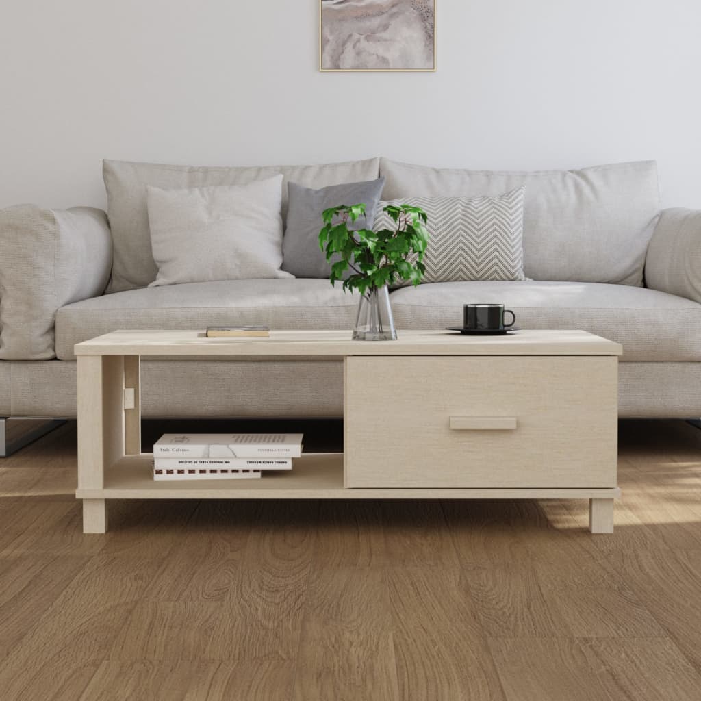 Sohvapöytä hunajanruskea 100x55x35 cm täysi mänty - Sisustajankoti.fi
