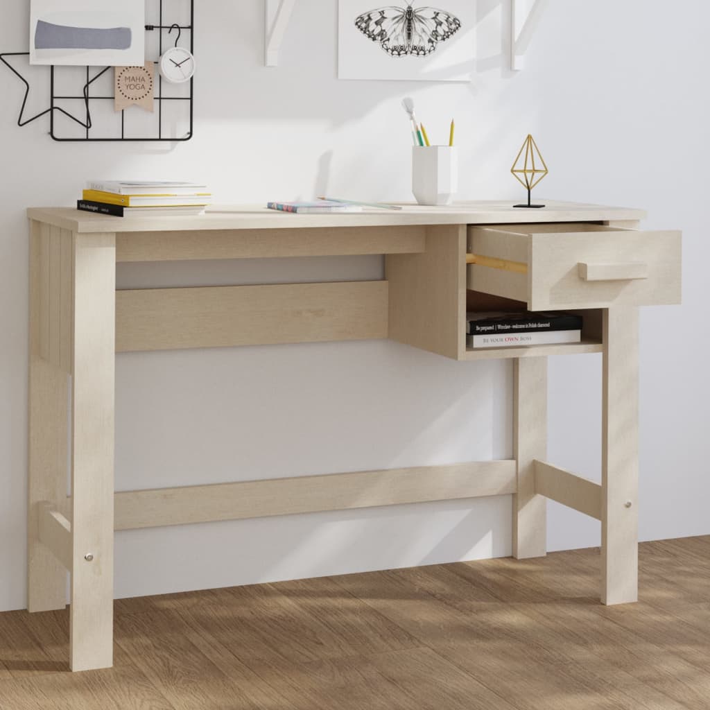 Työpöytä hunajanruskea 110x40x75 cm täysi mänty - Sisustajankoti.fi