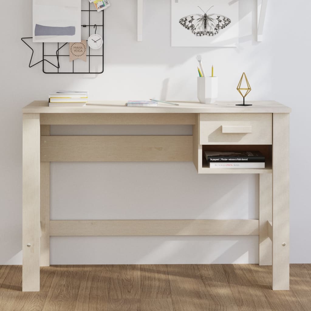 Työpöytä hunajanruskea 110x40x75 cm täysi mänty - Sisustajankoti.fi