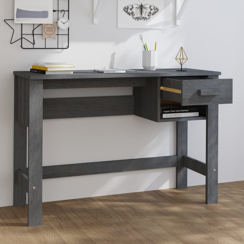 Pöytä HAMAR tummanharmaa 110x40x75 cm täysi mänty - Sisustajankoti.fi
