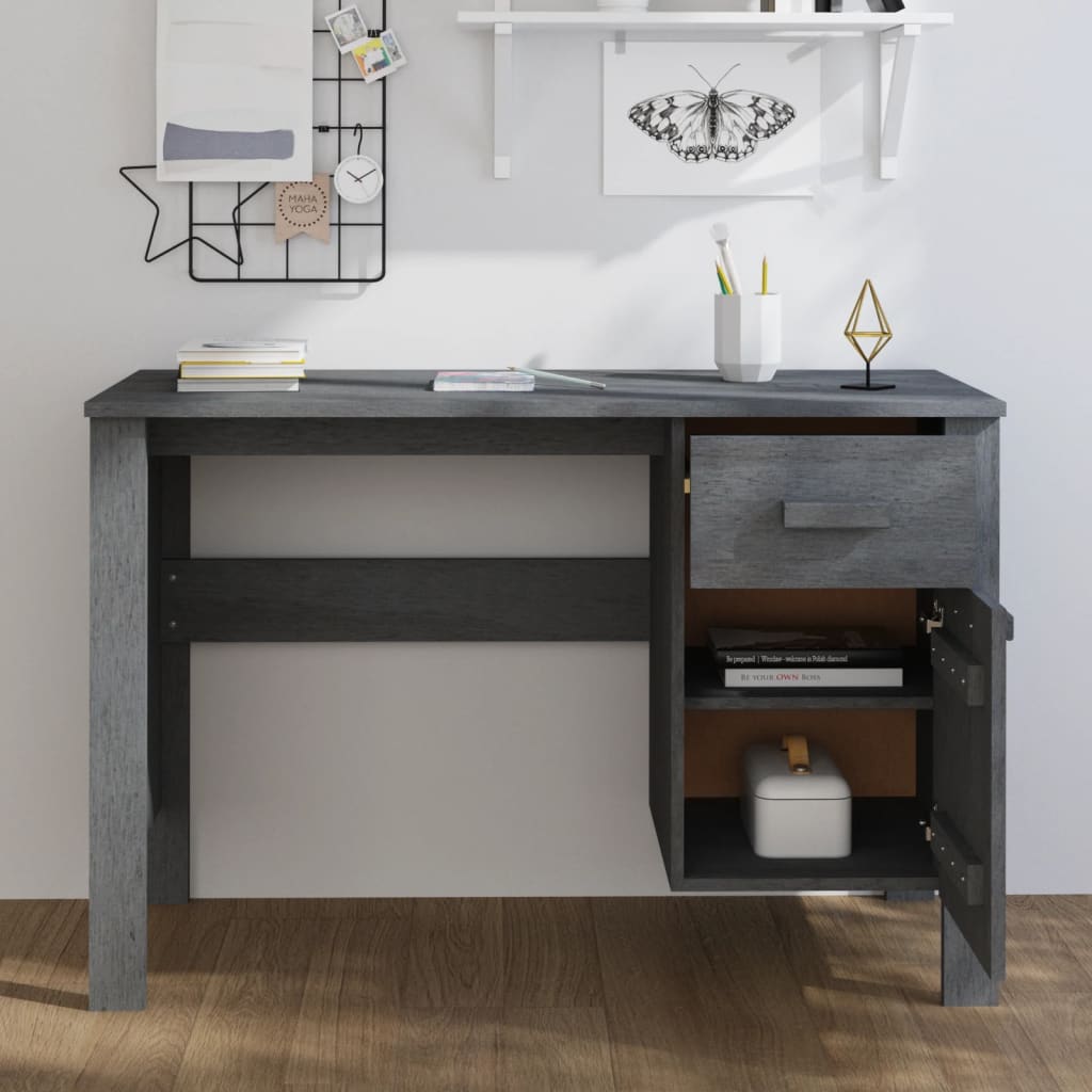 Työpöytä tummanharmaa 113x50x75 cm täysi mänty - Sisustajankoti.fi