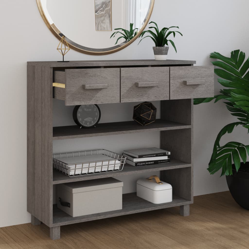 Konsolipöytä HAMAR vaaleanharmaa 90x35x90 cm täysi mänty - Sisustajankoti.fi