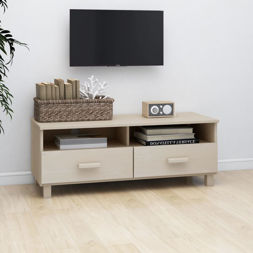 TV-taso hunajanruskea 106x40x40 cm täysi mänty - Sisustajankoti.fi
