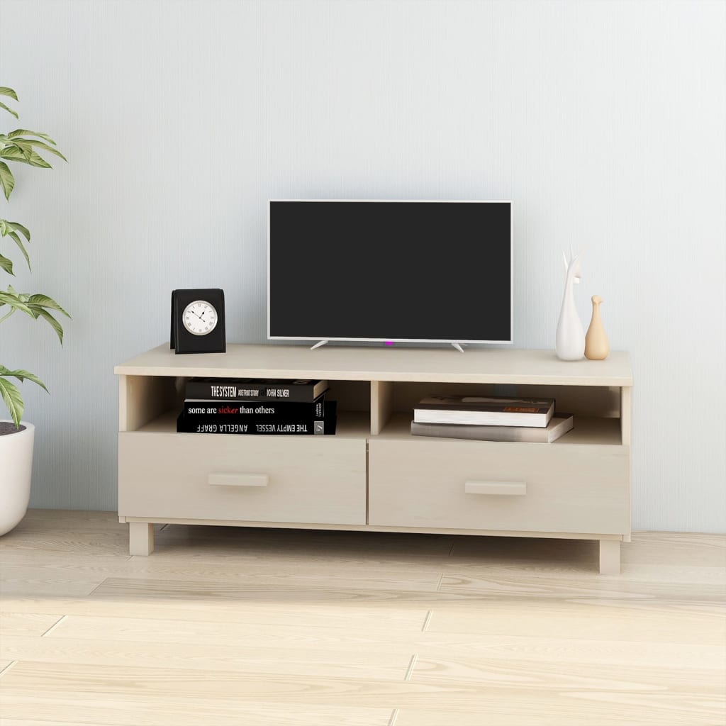 TV-taso hunajanruskea 106x40x40 cm täysi mänty - Sisustajankoti.fi