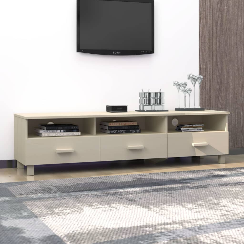 TV-taso hunajanruskea 158x40x40 cm täysi mänty - Sisustajankoti.fi