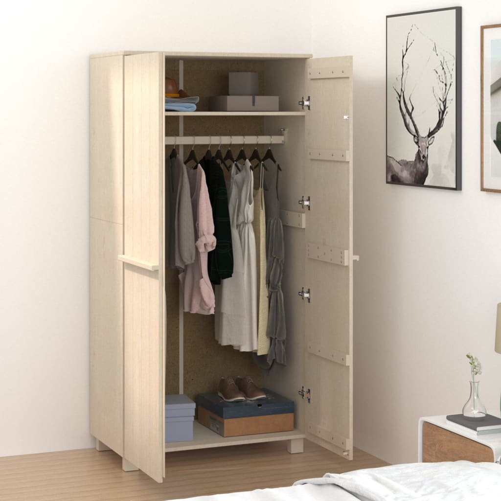 Vaatekaappi HAMAR hunajanruskea 89x50x180 cm täysi mänty - Sisustajankoti.fi