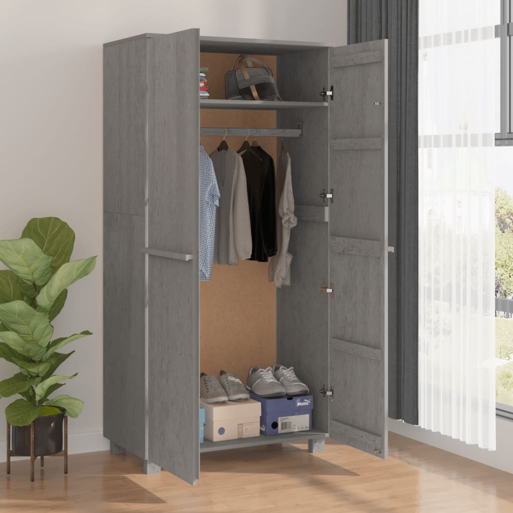 Vaatekaappi HAMAR vaaleanharmaa 89x50x180 cm täysi mänty - Sisustajankoti.fi