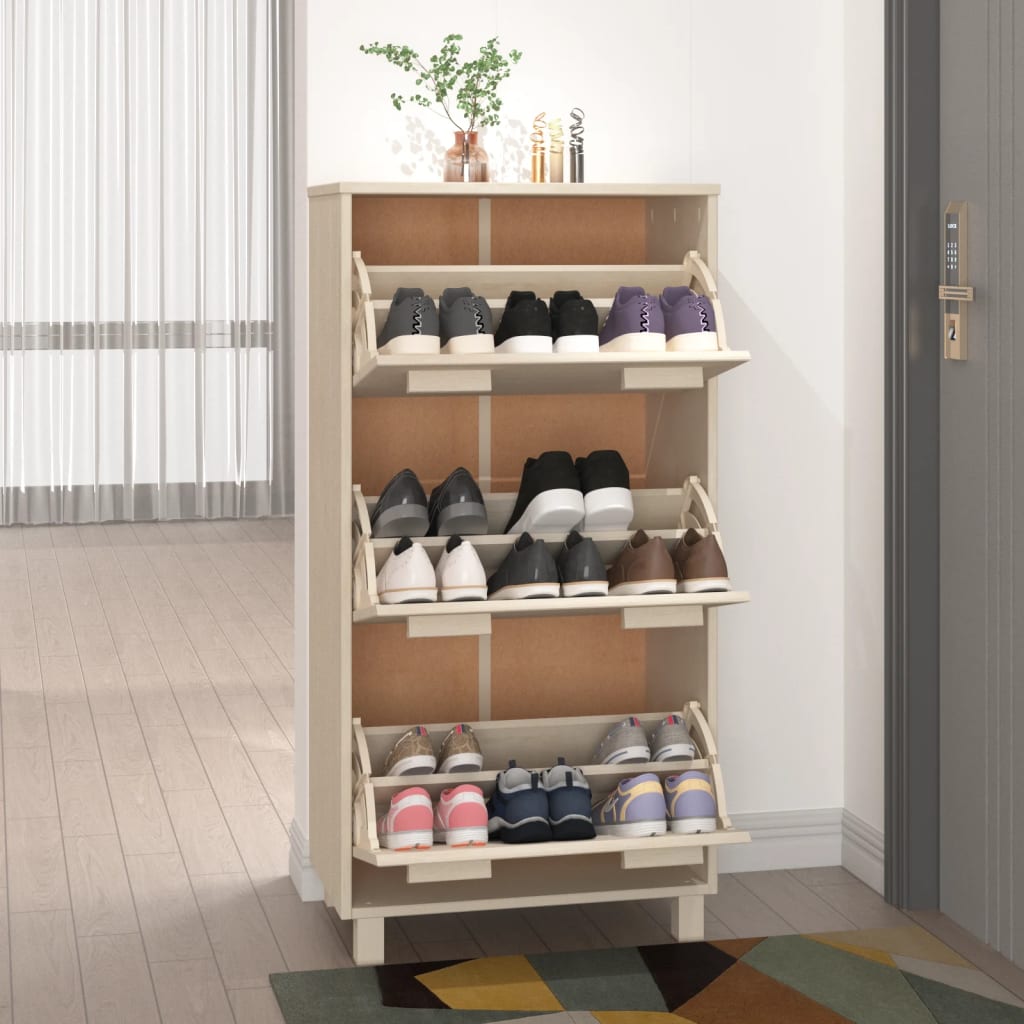 Kenkäkaappi HAMAR hunajanruskea 59,5x35x117 cm täysi mänty - Sisustajankoti.fi