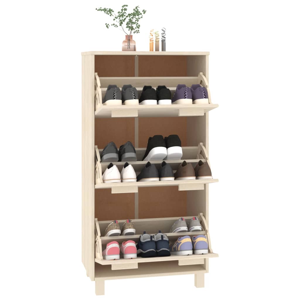 Kenkäkaappi HAMAR hunajanruskea 59,5x35x117 cm täysi mänty - Sisustajankoti.fi