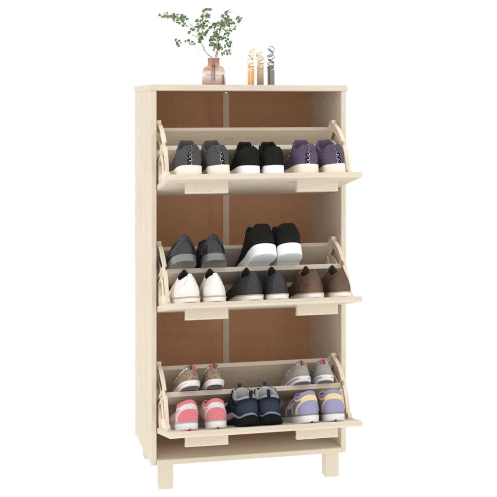 Kenkäkaappi HAMAR hunajanruskea 59,5x35x117 cm täysi mänty - Sisustajankoti.fi