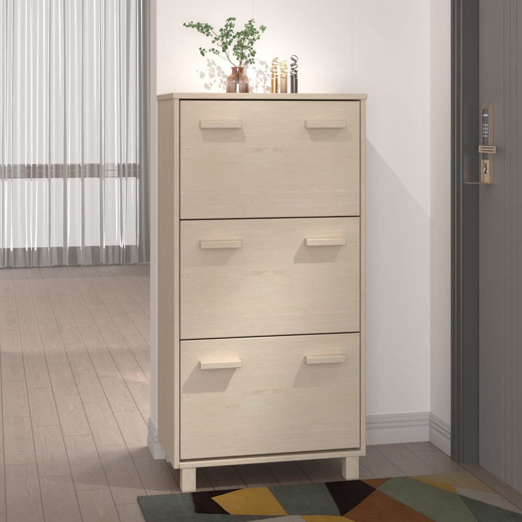 Kenkäkaappi HAMAR hunajanruskea 59,5x35x117 cm täysi mänty - Sisustajankoti.fi