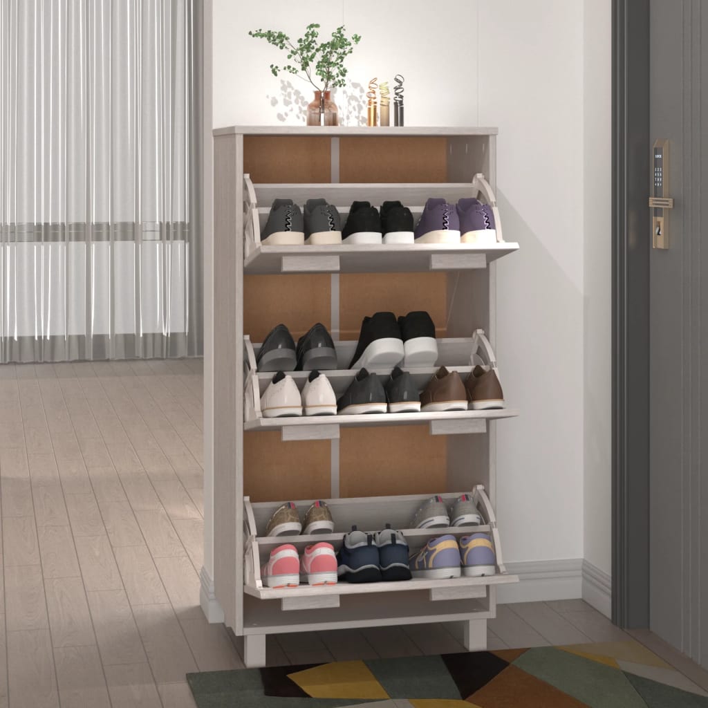 Kenkäkaappi HAMAR valkoinen 59,5x35x117 cm täysi mänty - Sisustajankoti.fi