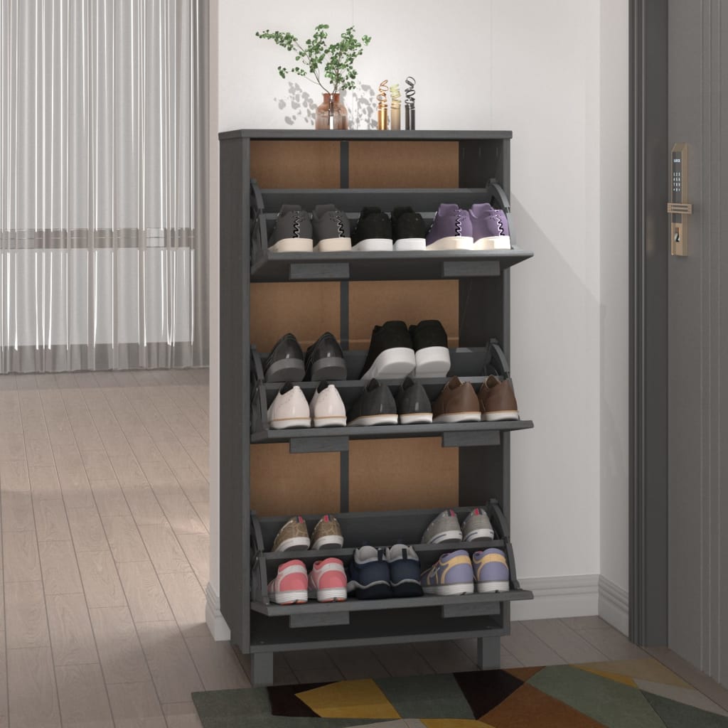 Kenkäkaappi HAMAR tummanharmaa 59,5x35x117 cm täysi mänty - Sisustajankoti.fi