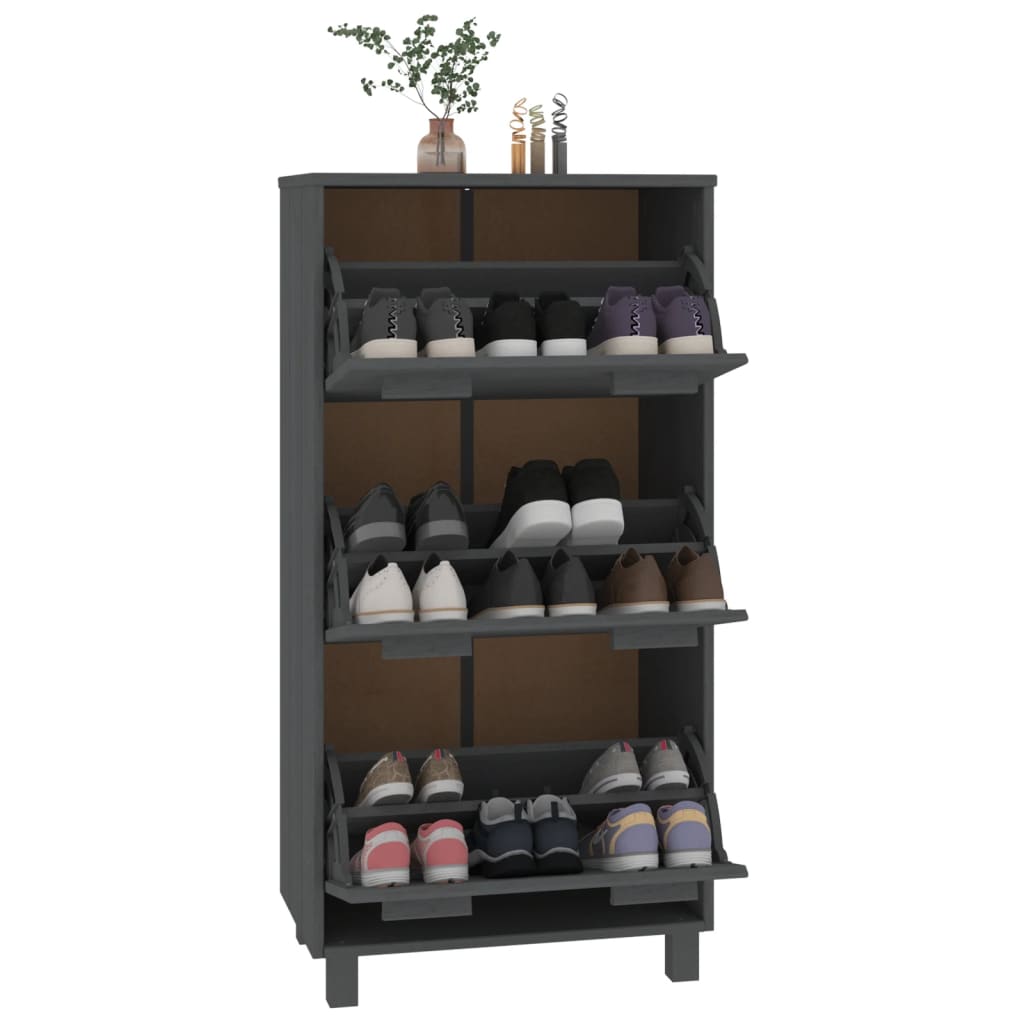 Kenkäkaappi HAMAR tummanharmaa 59,5x35x117 cm täysi mänty - Sisustajankoti.fi