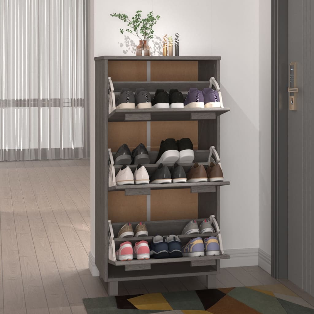 Kenkäkaappi HAMAR vaaleanharmaa 59,5x35x117 cm täysi mänty - Sisustajankoti.fi