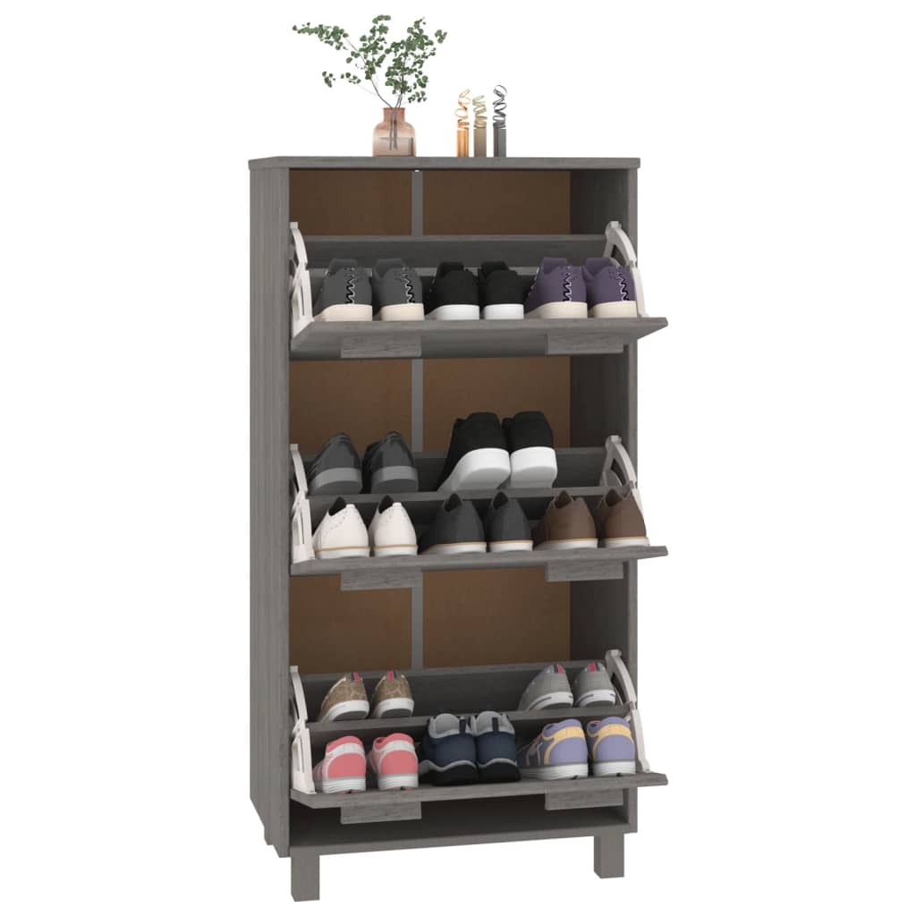 Kenkäkaappi HAMAR vaaleanharmaa 59,5x35x117 cm täysi mänty - Sisustajankoti.fi
