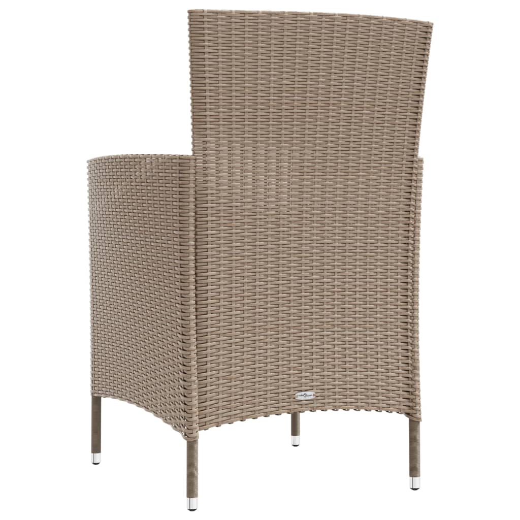 3-osainen Ulkoruokailuryhmä tyynyillä polyrottinki beige - Sisustajankoti.fi