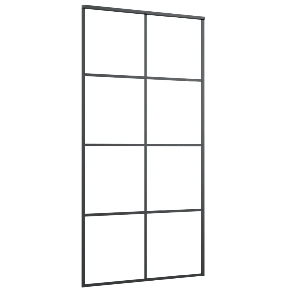 Liukuovi musta 102,5x205 cm ESG-lasi ja alumiini - Sisustajankoti.fi