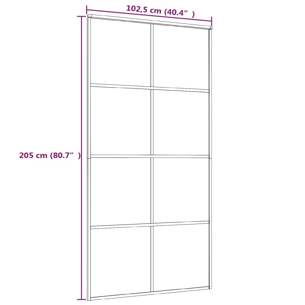 Liukuovi musta 102,5x205 cm ESG-lasi ja alumiini - Sisustajankoti.fi
