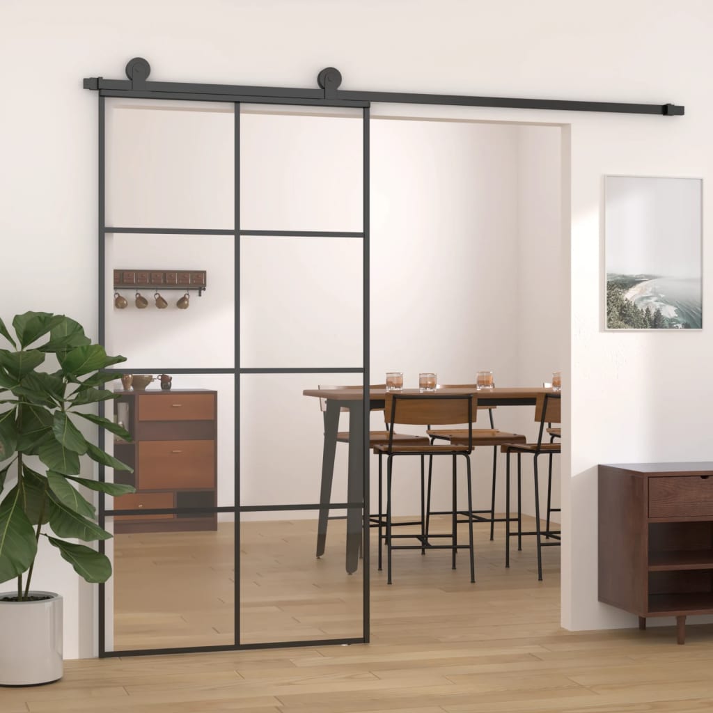 Liukuovi musta 102,5x205 cm ESG-lasi ja alumiini - Sisustajankoti.fi