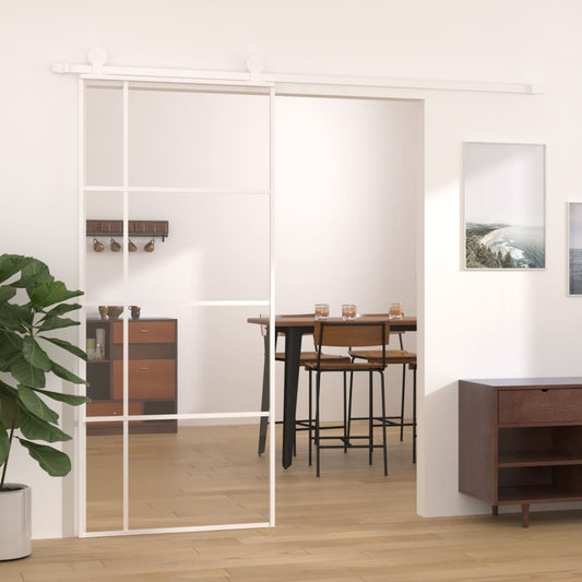 Liukuovi ESG-lasi ja alumiini 90x205 cm valkoinen - Sisustajankoti.fi