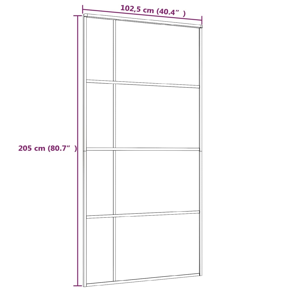 Liukuovi ESG-huurrelasi ja alumiini 102,5x205 cm musta - Sisustajankoti.fi
