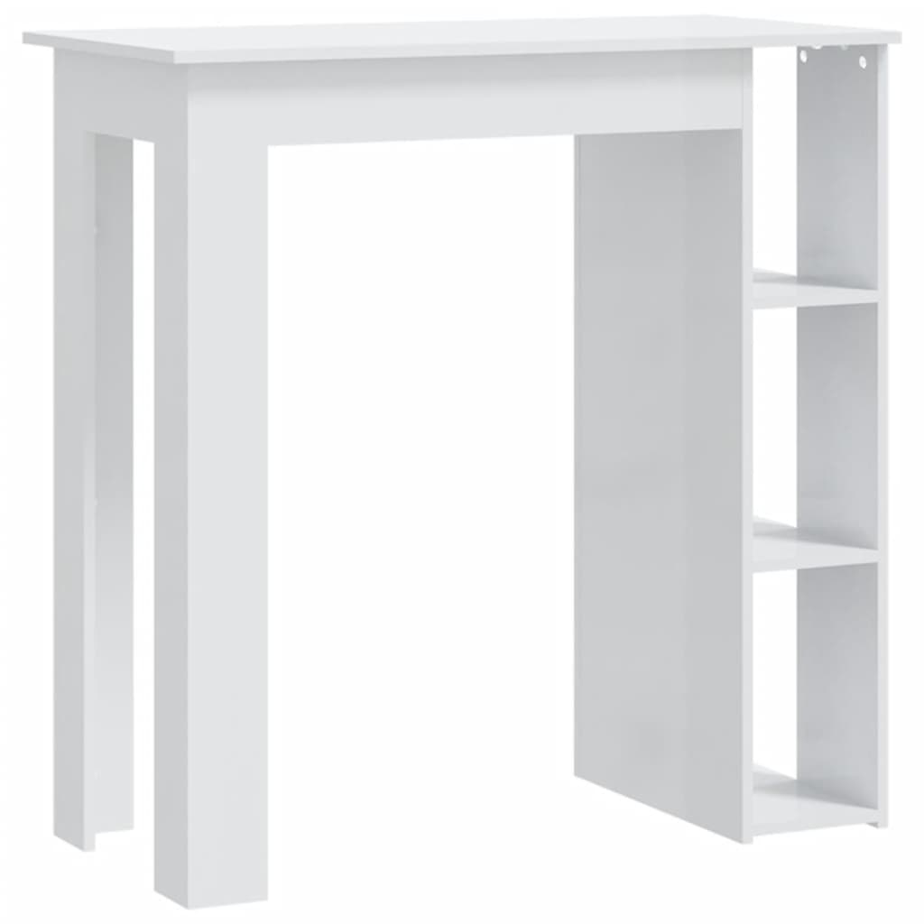 Baaripöytä hyllyllä korkeakiilto valk. 102x50x103,5cm lastulevy - Sisustajankoti.fi
