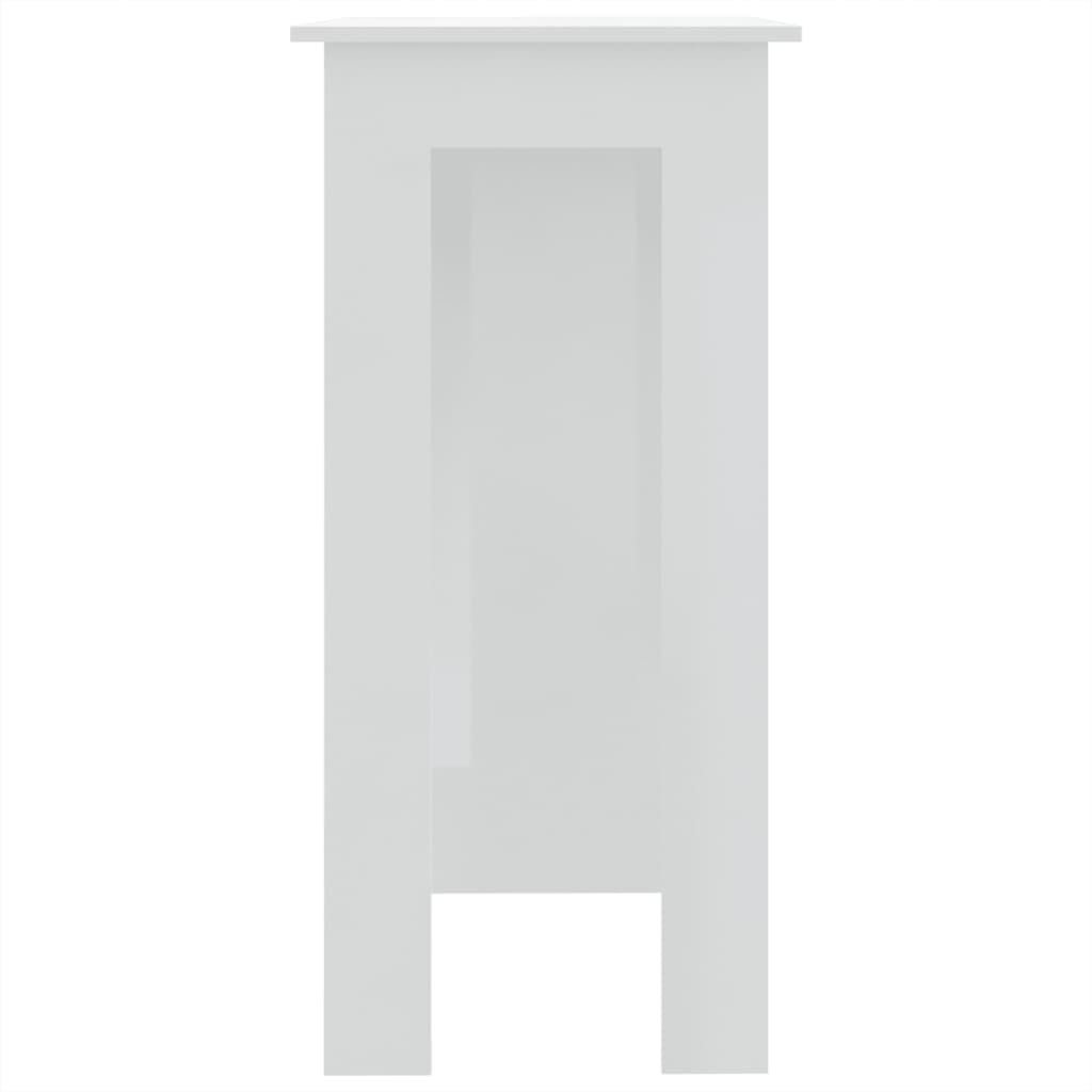 Baaripöytä hyllyllä korkeakiilto valk. 102x50x103,5cm lastulevy - Sisustajankoti.fi