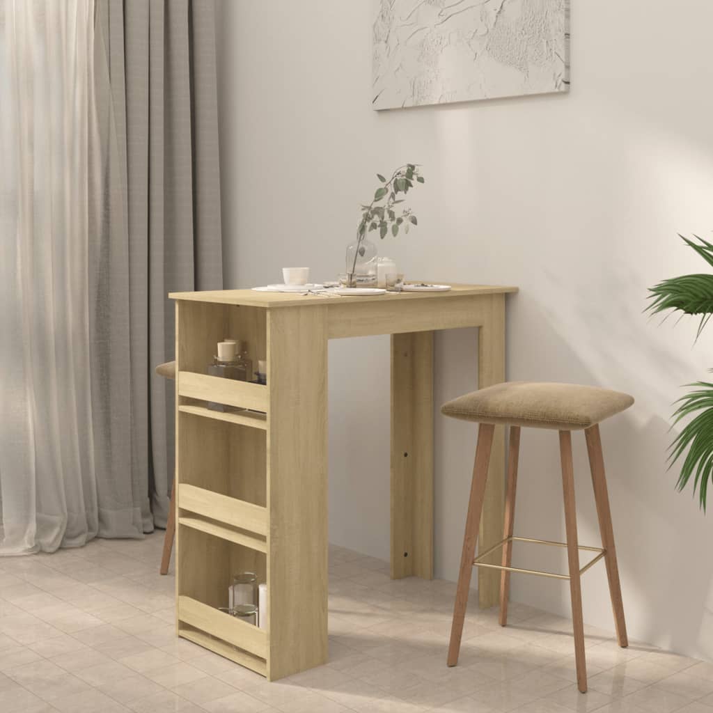 Baaripöytä säilytystelineellä Sonoma-tammi 102x50x103,5 cm levy - Sisustajankoti.fi