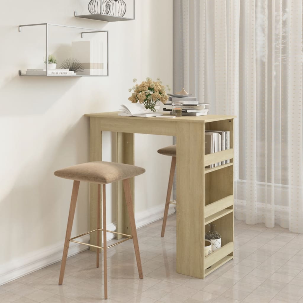Baaripöytä säilytystelineellä Sonoma-tammi 102x50x103,5 cm levy - Sisustajankoti.fi