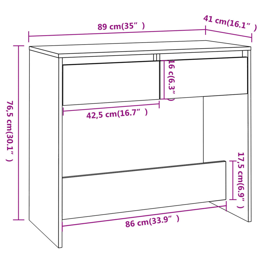 Konsolipöytä valkoinen 89x41x76,5 cm teräs - Sisustajankoti.fi