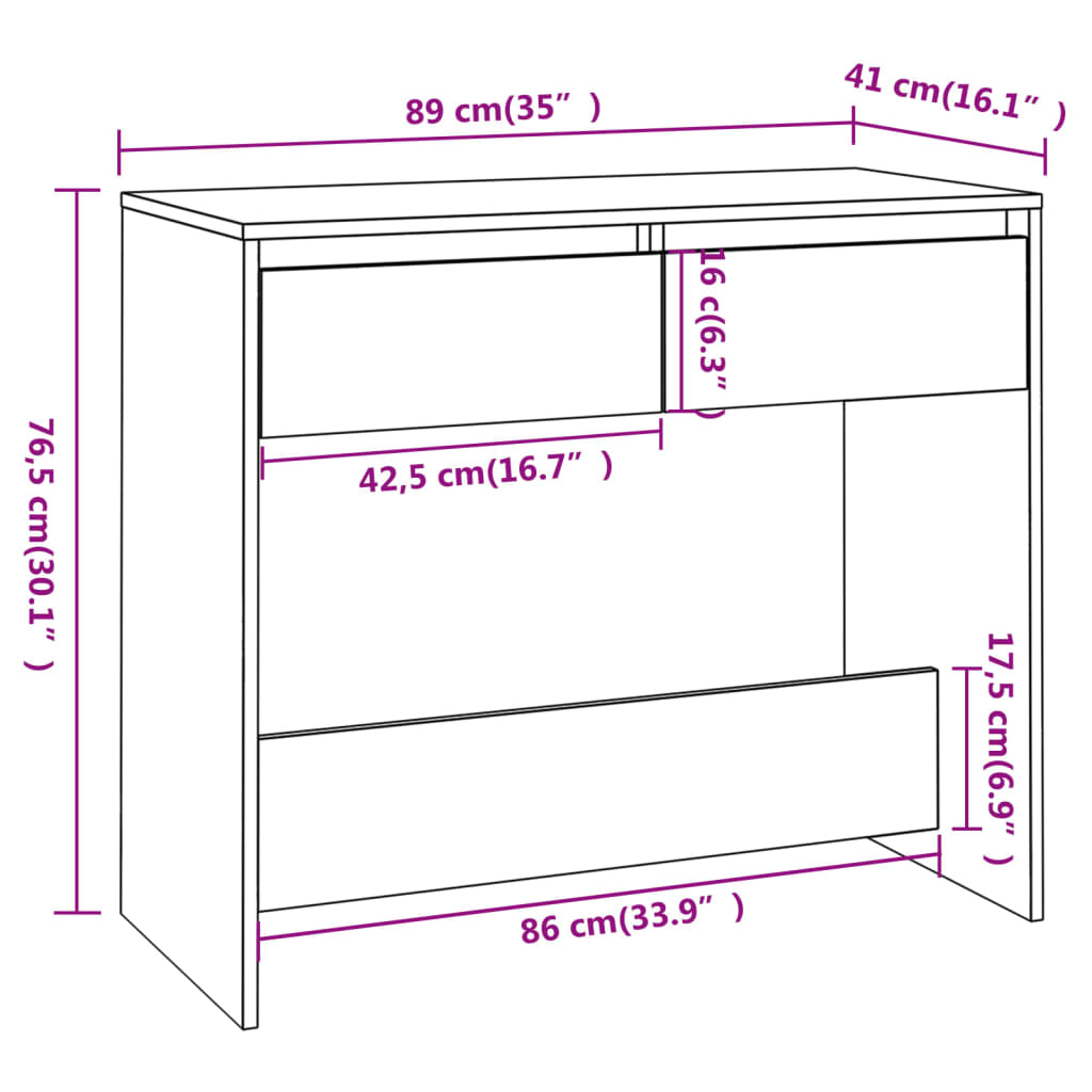 Konsolipöytä Sonoma-tammi 89x41x76,5 cm teräs - Sisustajankoti.fi