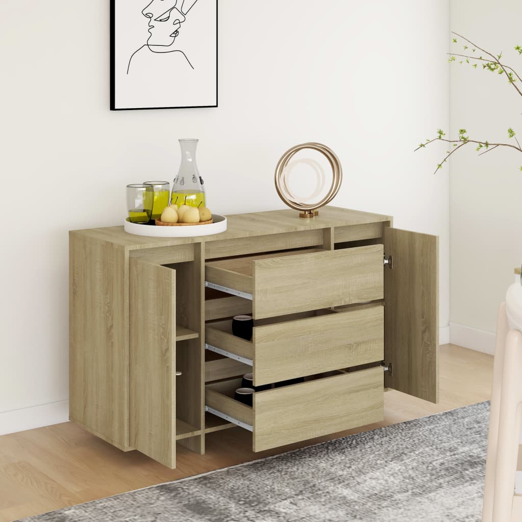 Senkki 3 vetolaatikolla Sonoma-tammi 120x41x75 cm lastulevy - Sisustajankoti.fi