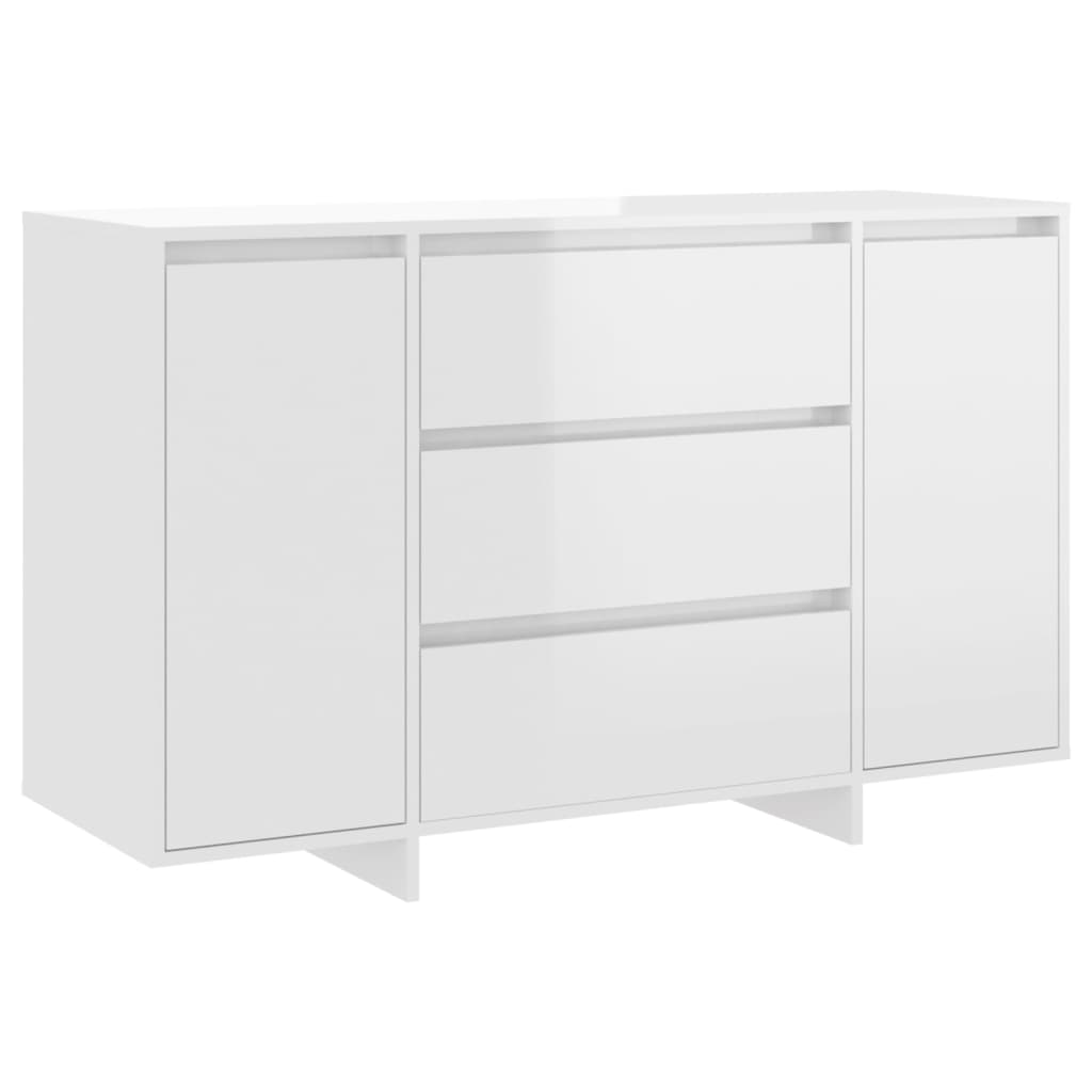 Senkki 3 vetolaatikkoa korkeakiilto valk. 120x41x75cm lastulevy - Sisustajankoti.fi