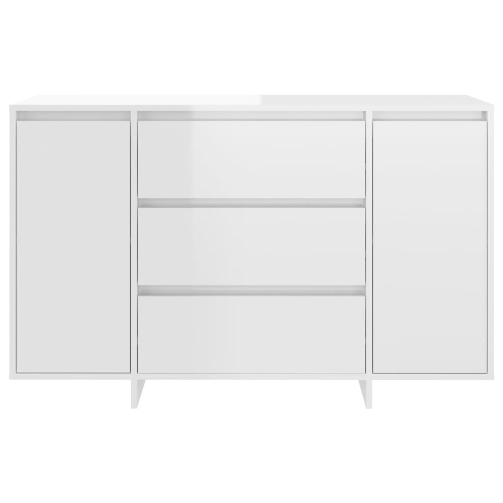Senkki 3 vetolaatikkoa korkeakiilto valk. 120x41x75cm lastulevy - Sisustajankoti.fi
