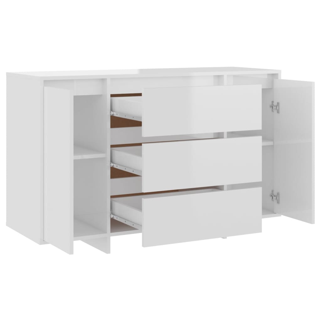 Senkki 3 vetolaatikkoa korkeakiilto valk. 120x41x75cm lastulevy - Sisustajankoti.fi