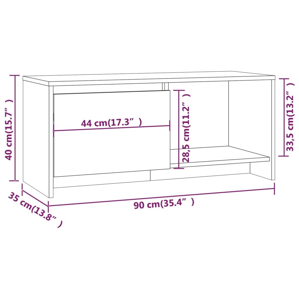 TV-taso musta 90x35x40 cm lastulevy - Sisustajankoti.fi