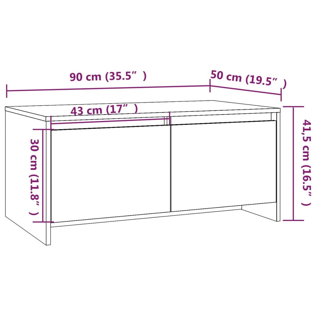 Sohvapöytä musta 90x50x41,5 cm lastulevy - Sisustajankoti.fi