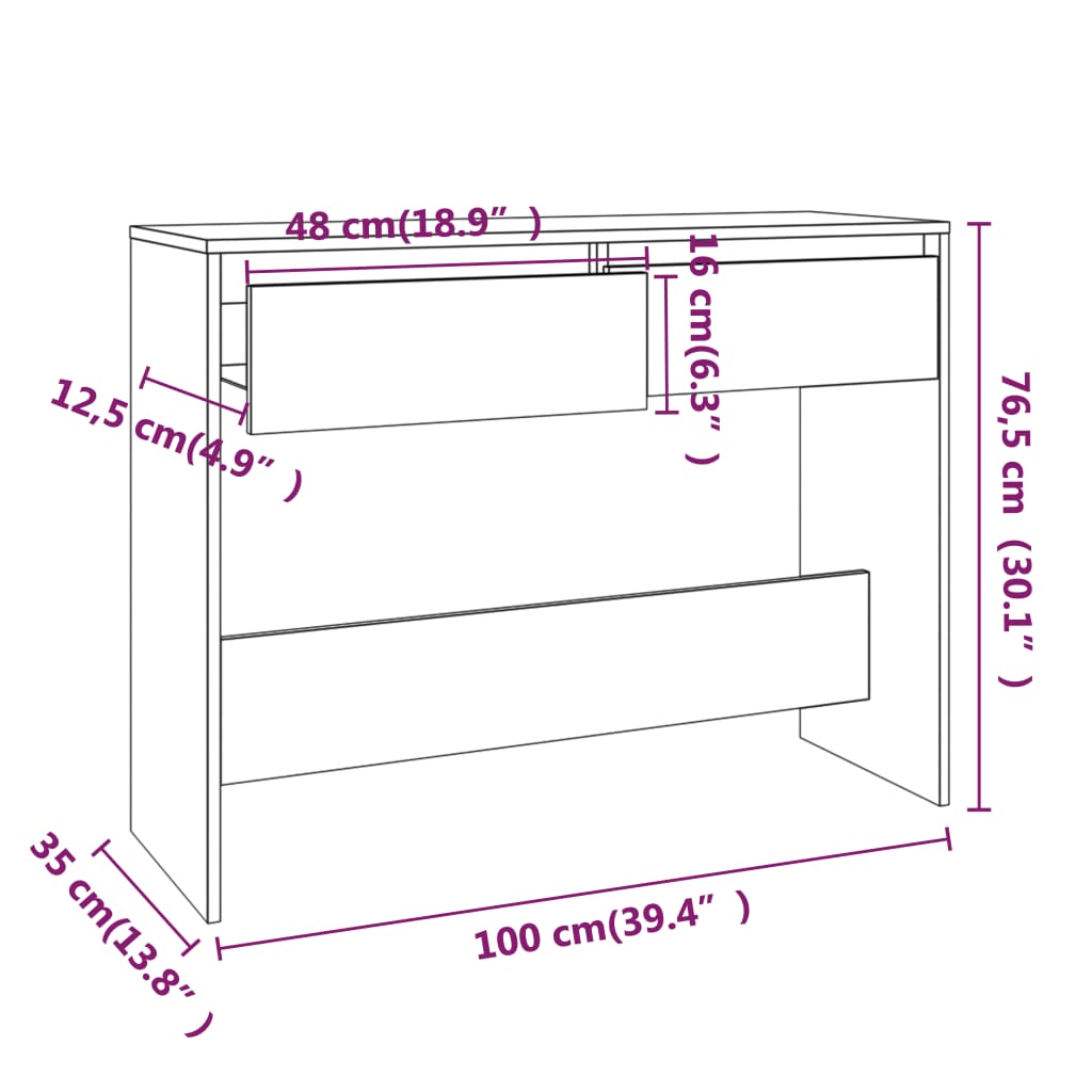 Konsolipöytä betoninharmaa 100x35x76,5 cm lastulevy - Sisustajankoti.fi