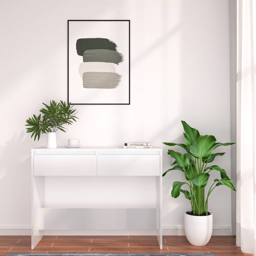Konsolipöytä korkeakiilto valkoinen 100x35x76,5 cm lastulevy - Sisustajankoti.fi